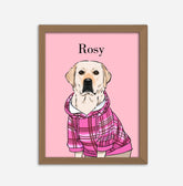 luseons 6"x8" / Brown / Pink Custom Cartoon-style Pet Portraits