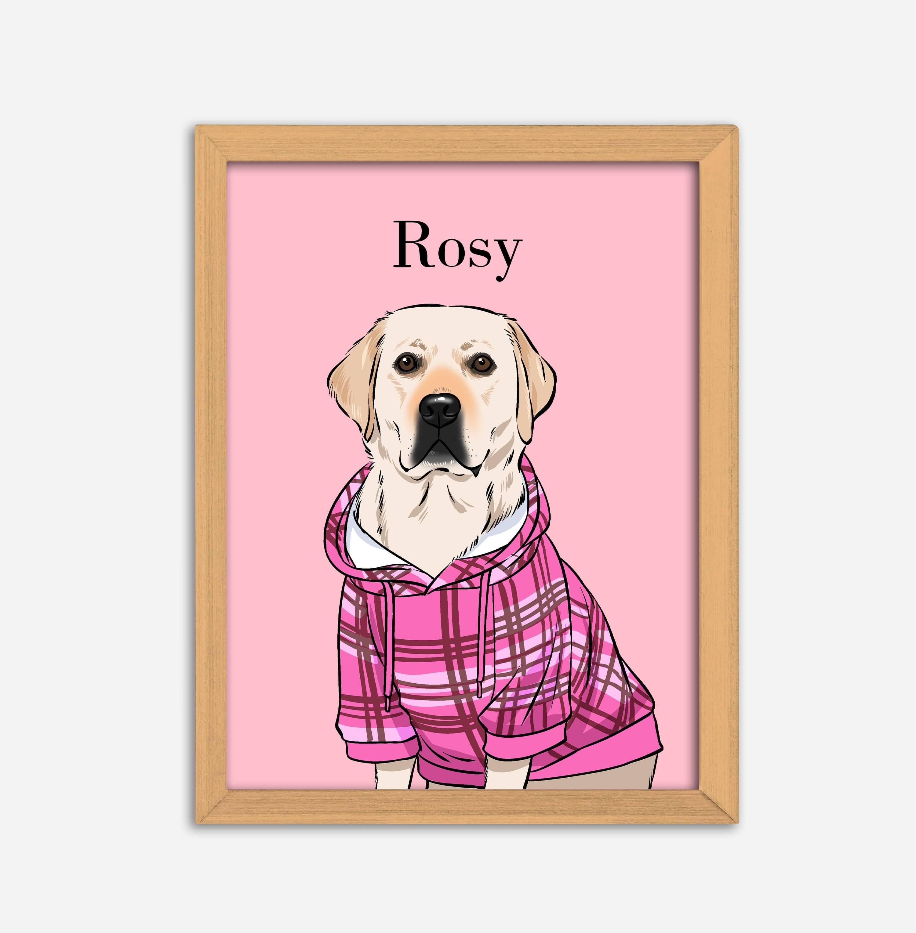 luseons 6&quot;x8&quot; / Light Brown / Pink Custom Cartoon-style Pet Portraits