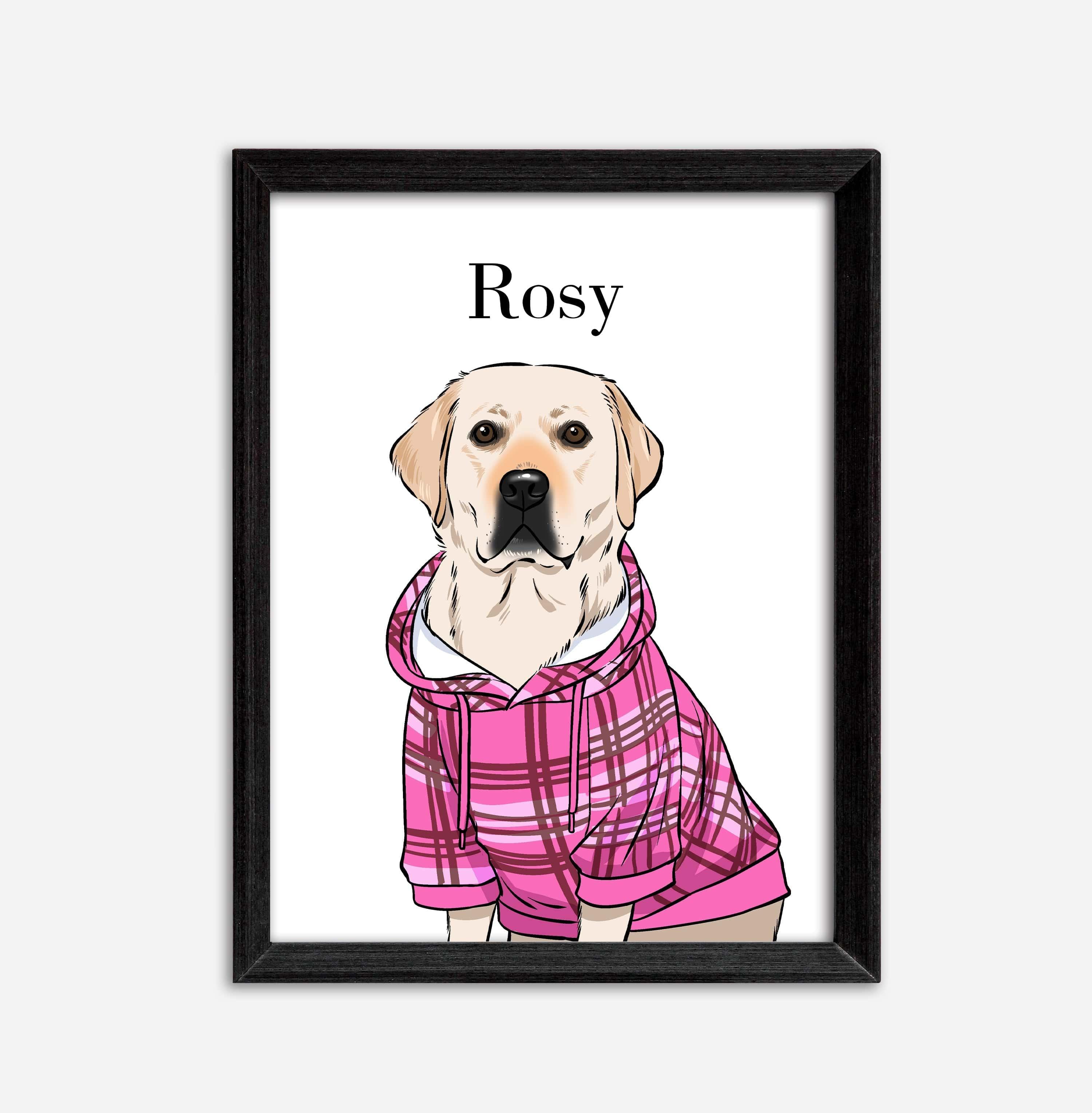 luseons 8&quot;x10&quot; / Black / White Custom Cartoon-style Pet Portraits